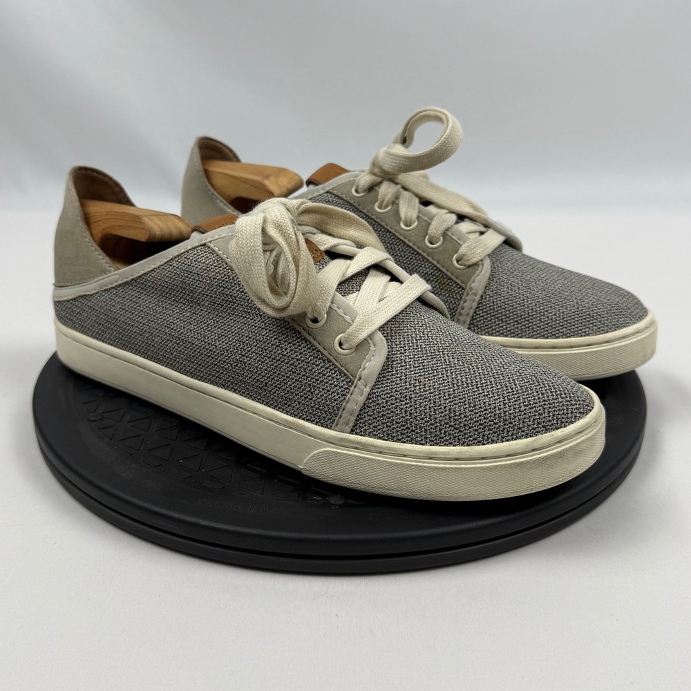 Olukai Pehuea Li Women 10 Grey Mesh Lace Up Drop-In Heel Sneakers 20379-2020